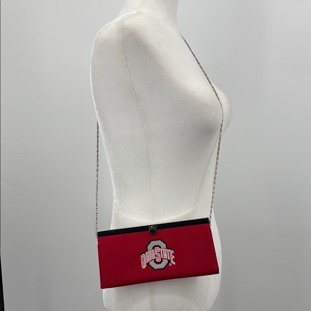 Ohio State Buckeye Football Red Clutch with Chain Strap